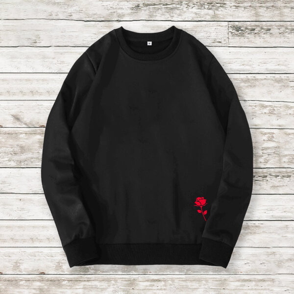 

Men Rose Print Pullover, Black