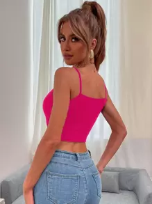 SHEIN Unity Half Button Crop Cami Top - Hot Pink - View 2