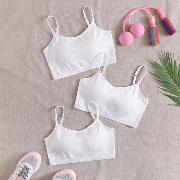 

3pcs Medium Support Absorbs Sweat Sports Bras, White