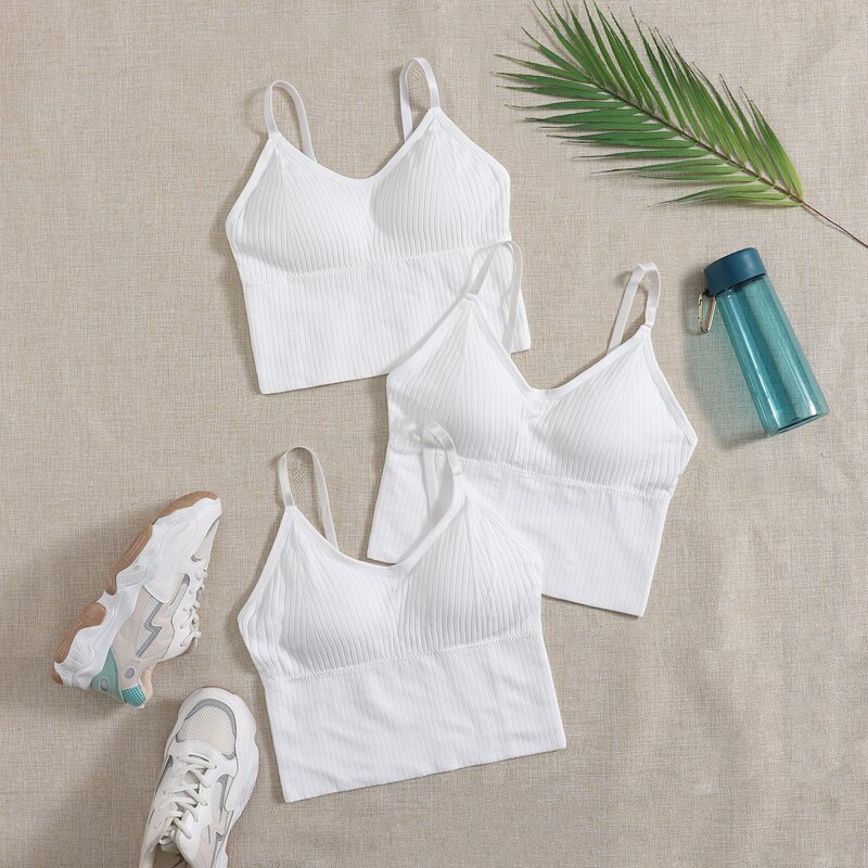 

3pcs High Support Seamless Sports Bra, White