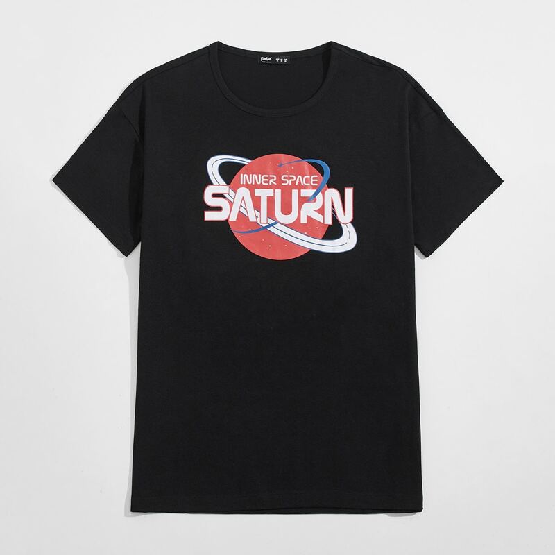 

Guys Galaxy & Letter Graphic Tee, Black