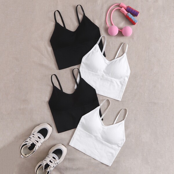 

4pcs High Support Seamless Sports Bra, Multicolor