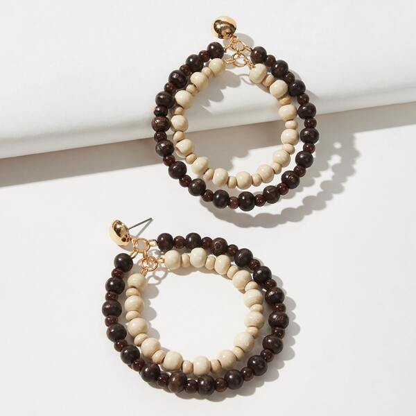 

Wooden Beaded Earrings, Multicolor