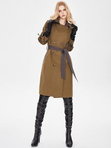 JAZZEVAR Gabardina de cuello con solapa con cinturón - Verde militar - Ver 4