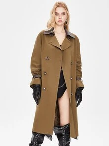 JAZZEVAR Gabardina de cuello con solapa con cinturón - Verde militar - Ver 5