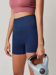 Shorts deportivos inconsútil transpirable - Azul Marino - Ver 1