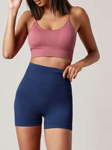 Shorts deportivos inconsútil transpirable - Azul Marino - Ver 5