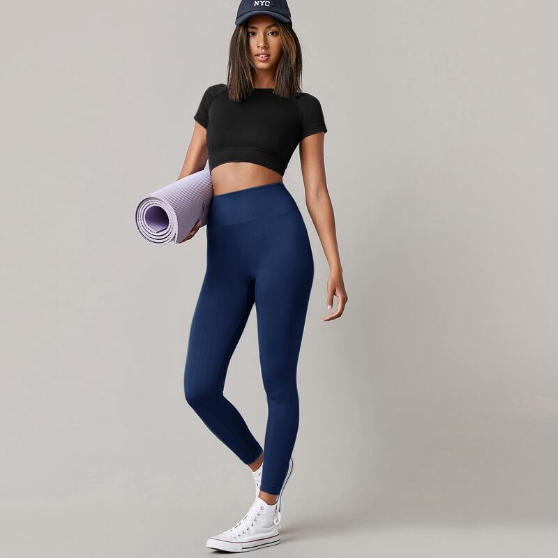 

High Waist Seamless Sports Leggings, Navy blue