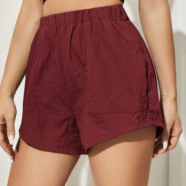 

Slant Pocket Absorbs Sweat Quick-Drying Sports Shorts, Red