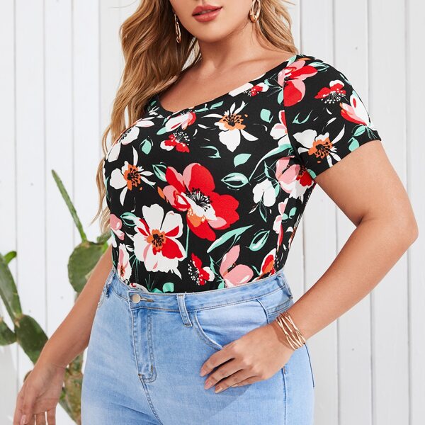 

Plus Floral Print Tee, Multicolor