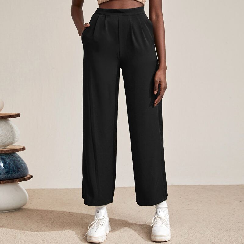 

High Waist Wide Leg Pants, Black