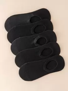 5pairs Solid Short Socks - Black - View 1
