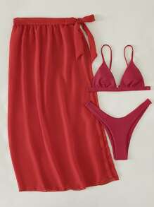 3packs Micro Triangle Bikini Set & Mesh Cover Up