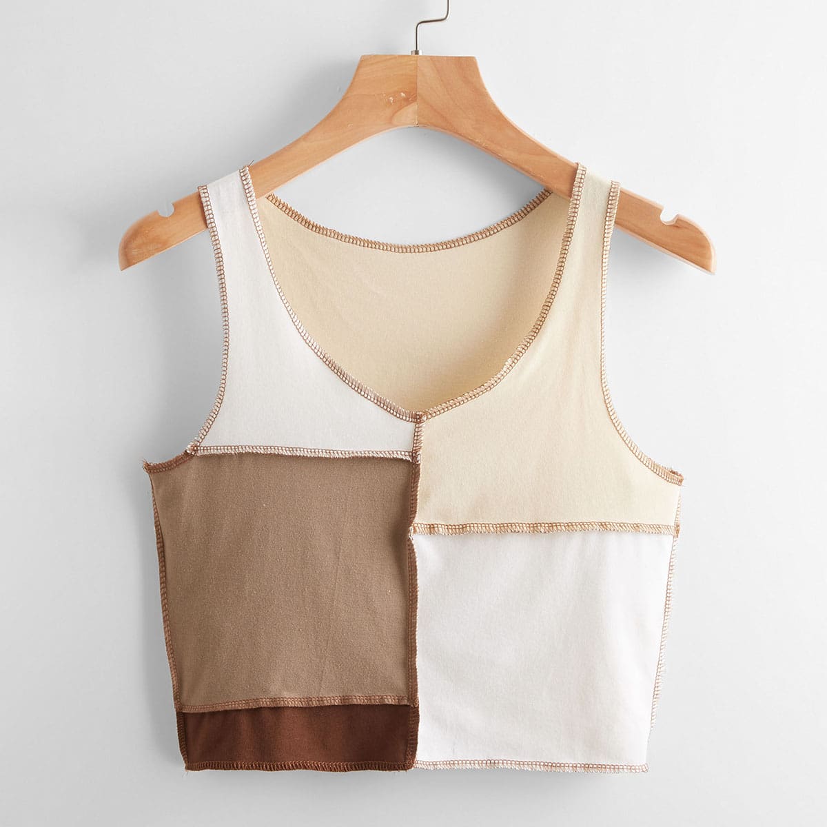 

Stitching Trim Colorblock Tank Top, Multicolor