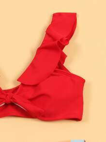 Tween Girl Striped Knot Front Bikini Set Summer Beach - Multicolor - View 3