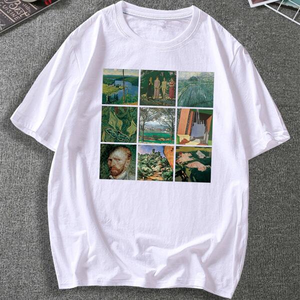 

Men Oil Painting Print Tee, White
