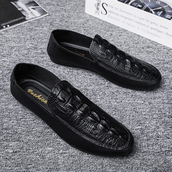 

Men Croc Embossed Loafers, Black