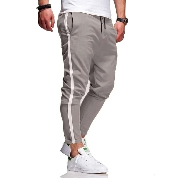 

Men Side Panel Drawstring Pants, Light grey