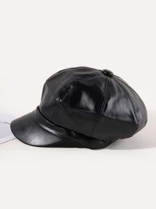 Solid Baker Boy Cap - Black - View 1