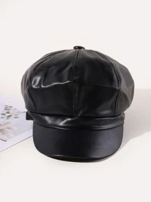 Solid Baker Boy Cap - Black - View 2