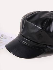 Solid Baker Boy Cap - Black - View 3