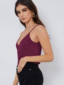 BizChic Chất rắn Cami ngọn Trang phục làm việc - Màu Đỏ Sâu - Xem 3