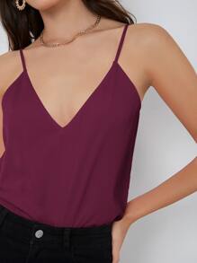 BizChic Chất rắn Cami ngọn Trang phục làm việc - Màu Đỏ Sâu - Xem 4