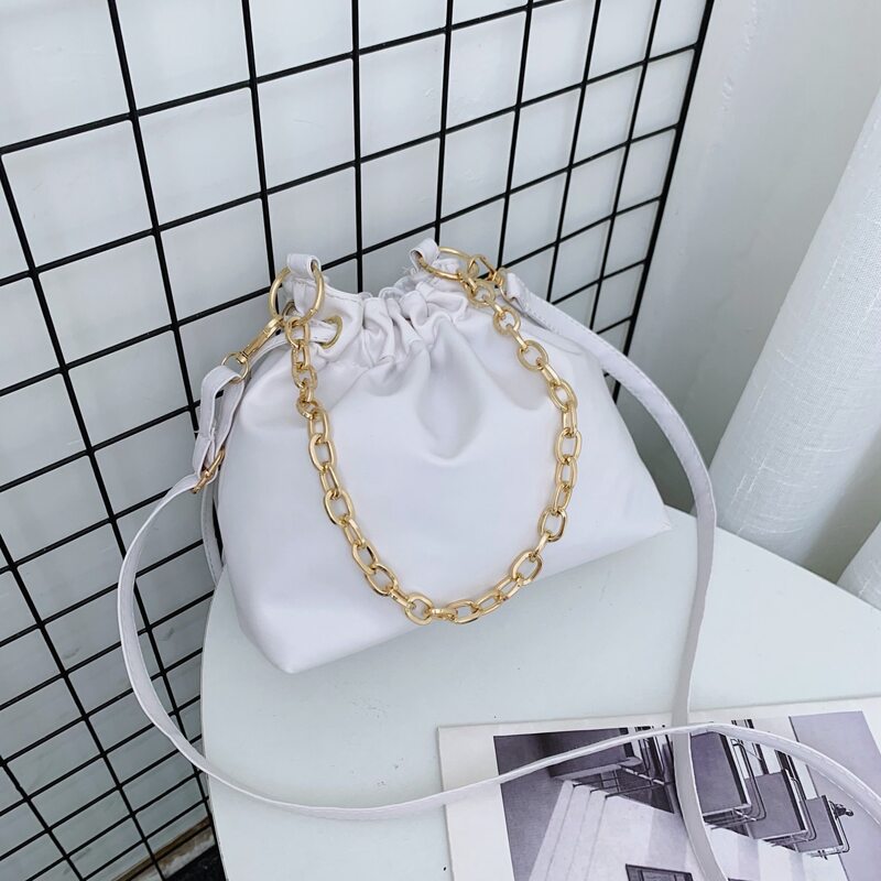 

Drawstrig Bucket Bag, White