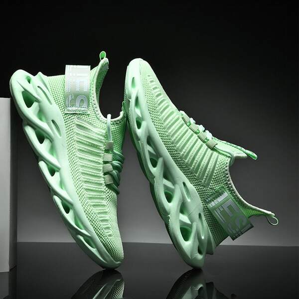 

Men Lace-up Decor Sneakers, Mint green