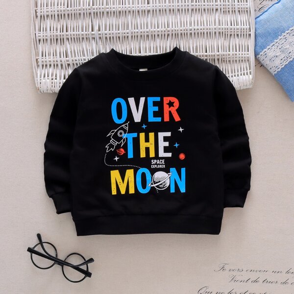

Toddler Boys Slogan & Planet Print Sweatshirt, Black