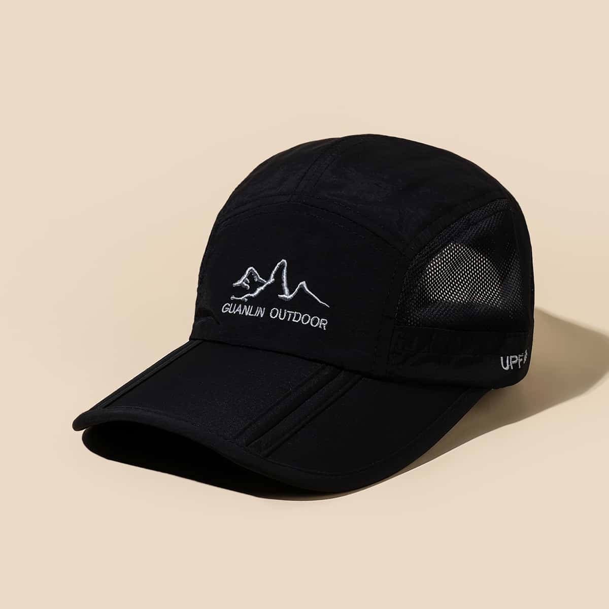 

Men Mountain Embroidered Baseball Cap, Black
