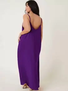 SHEIN BASICS Plus Solid Cami Dress - Purple - View 2