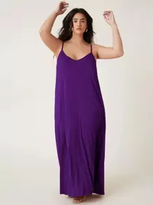 SHEIN BASICS Plus Solid Cami Dress - Purple - View 5
