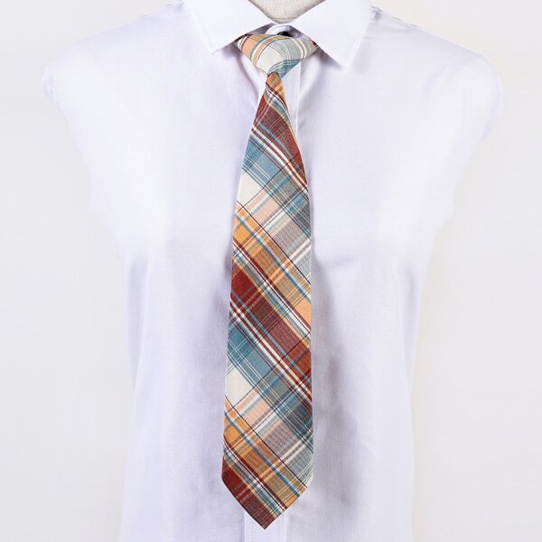 

Girls Plaid Print Fake Tie, Multicolor