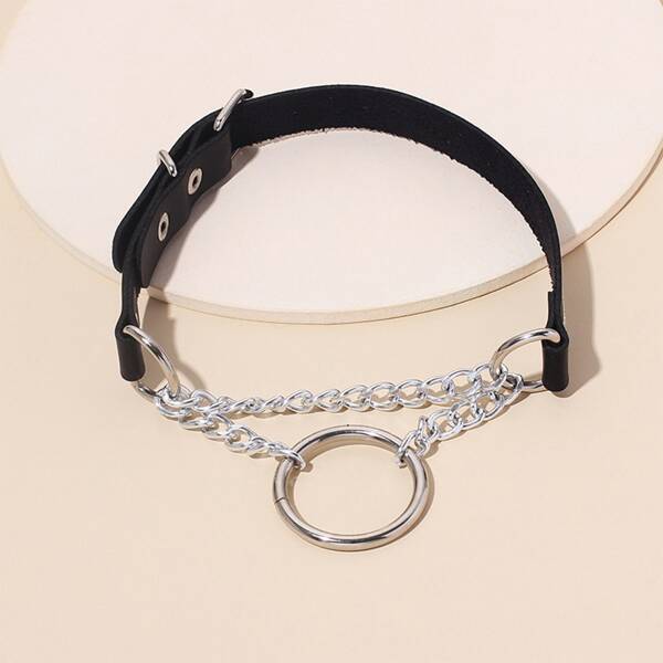 

1pc Pet Chain Necklace, Black