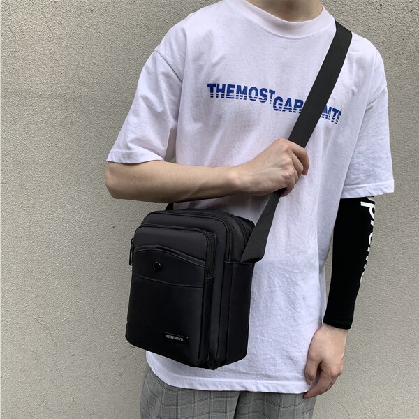 

Men Minimalist Crossbody Bag, Black