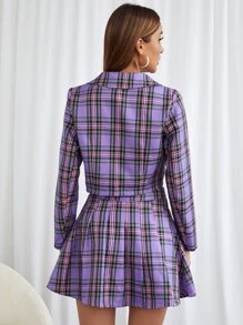 Tartan Crop Blazer & Skirt - Multicolor - View 2