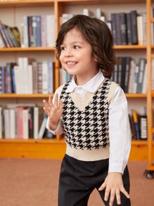 Toddler Boys Houndstooth Pattern Sweater Vest Without Shirt - Multicolor - View 2