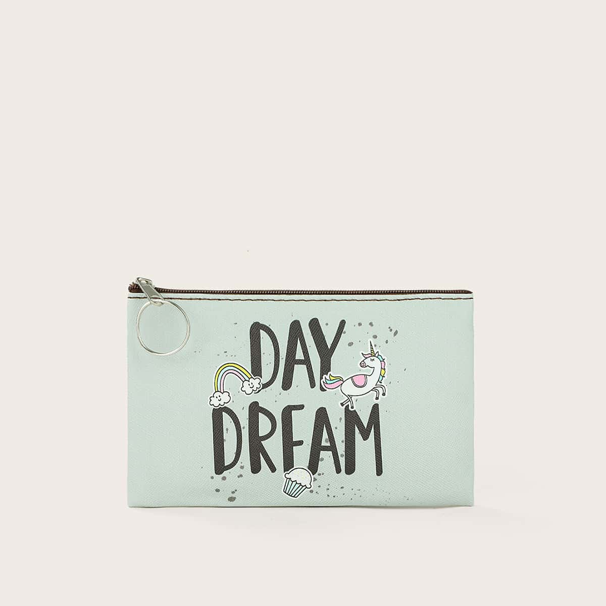 

Mini Letter Graphic Purse, Green