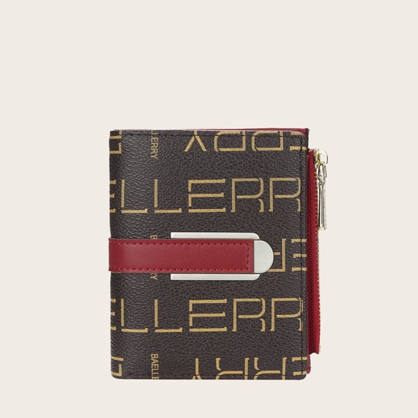 

Letter Graphic Fold Small Wallet, Black