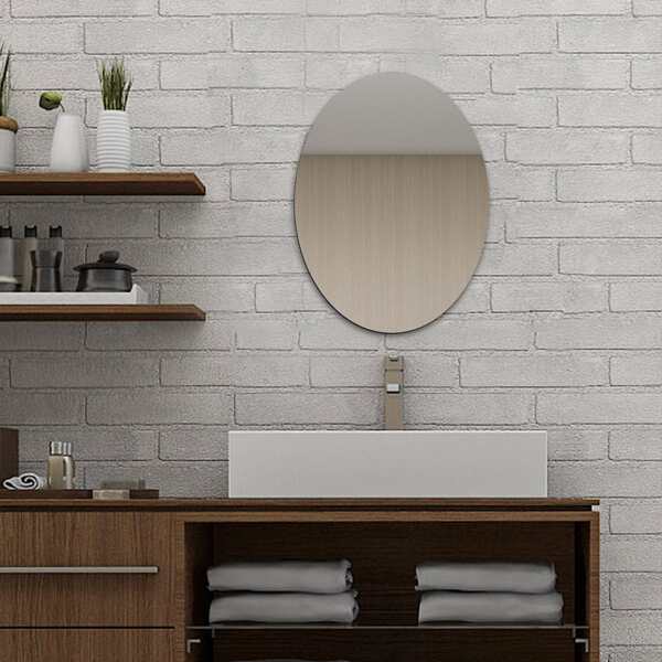 

1pc Oval Mirror Surface Wall Paper, Silver