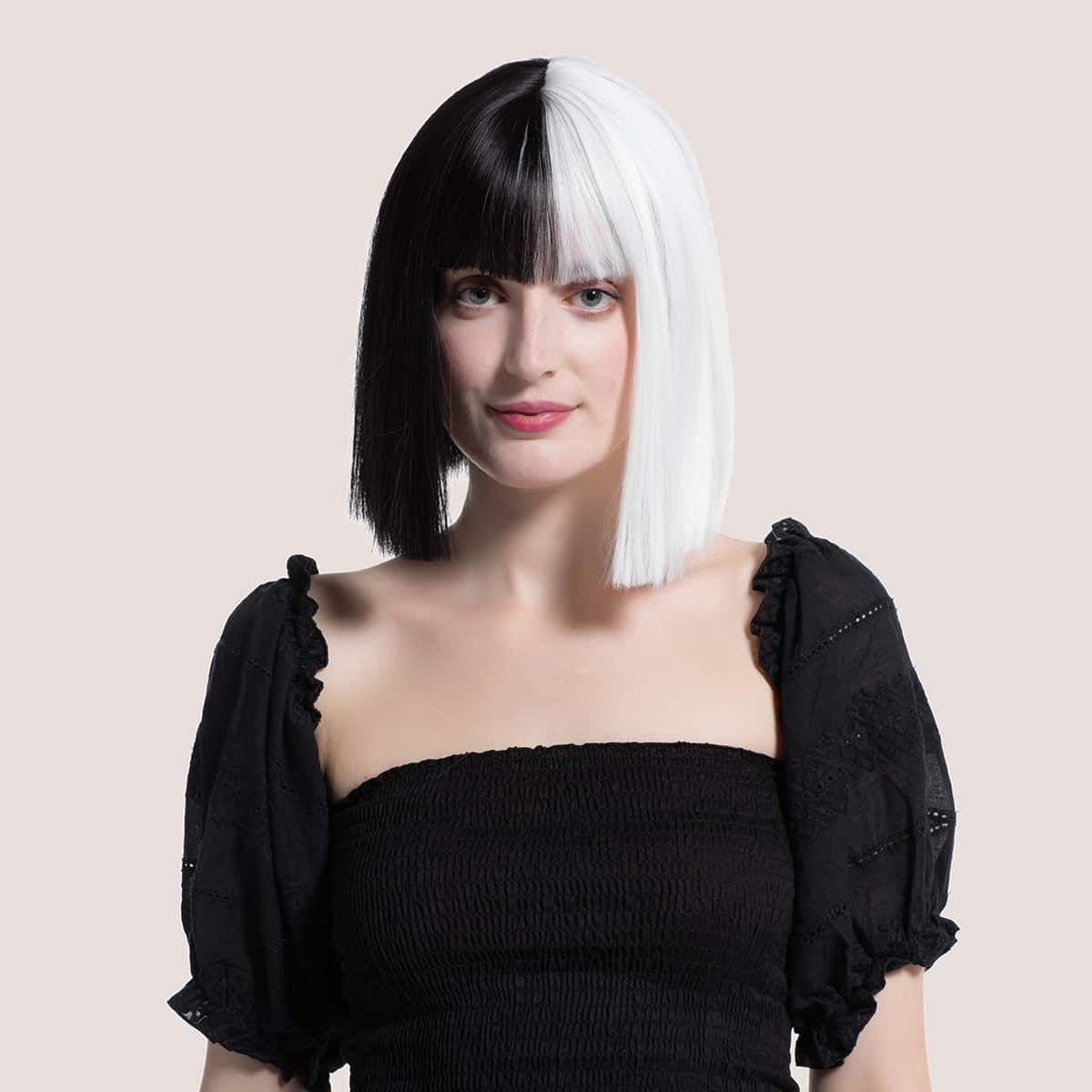 

Two Tone Short Wig With Bangs, Multicolor
