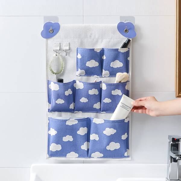 

1pc Cloud Print Hanging Storage Bag, Multicolor