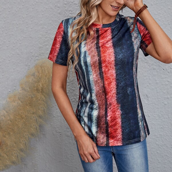 

Color-block Short Sleeve Tee, Multicolor