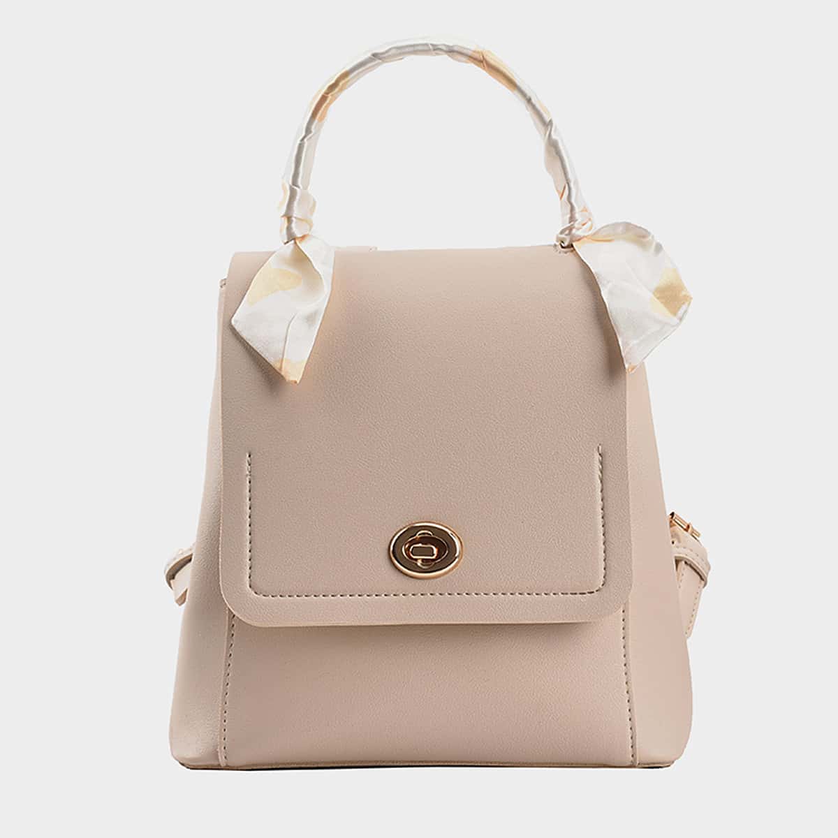 

Twilly Scarf Decor Backpack, Beige