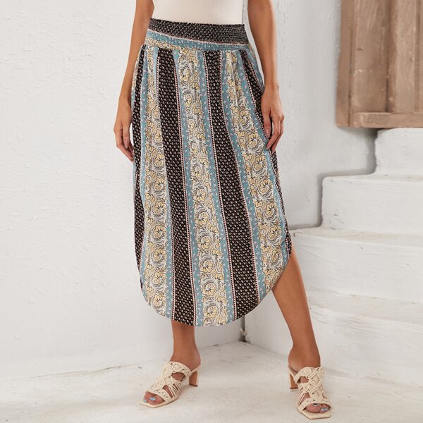 

Maternity Floral & Graphic Print Curved Hem Skirt, Multicolor