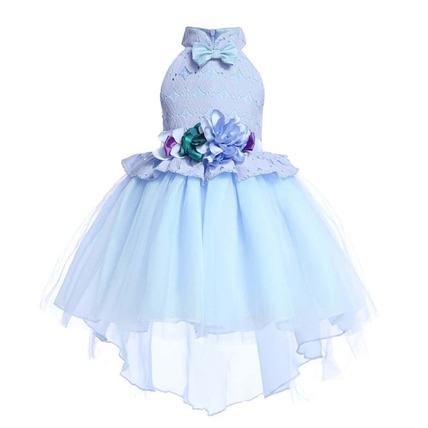 

Toddler Girls 3D Floral High Low Halter Dress, Baby blue