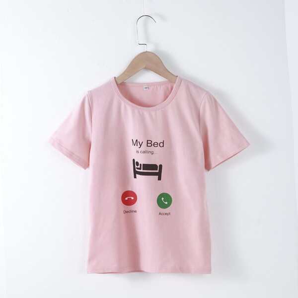 

Toddler Boys Cartoon And Slogan Graphic Tee, Baby pink