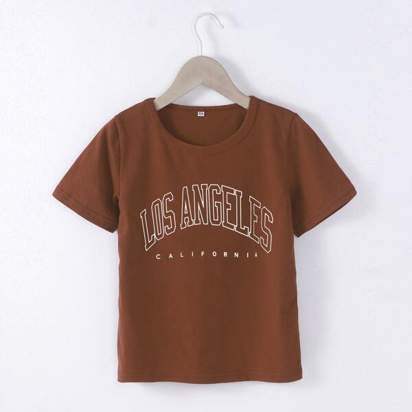 

Toddler Girls Letter Graphic Tee, Burnt orange