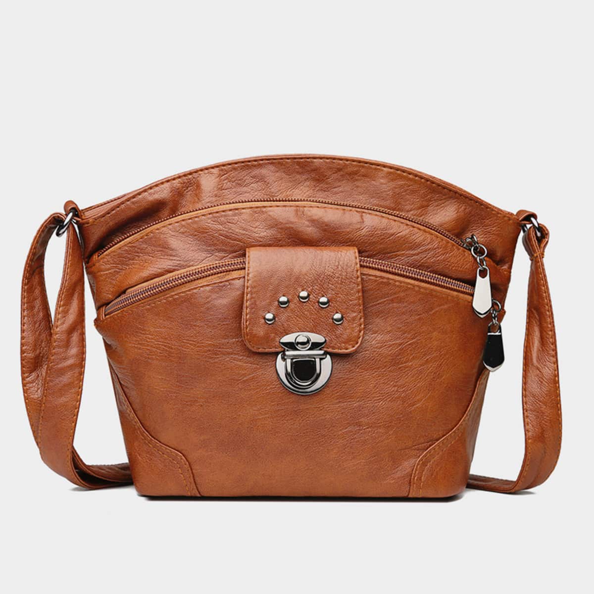 

Push Lock Crossbody Bag, Brown